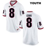 Youth Georgia Bulldogs NCAA #8 DeAngelo Gibbs Nike Stitched White Authentic College Football Jersey LIV1054KR
